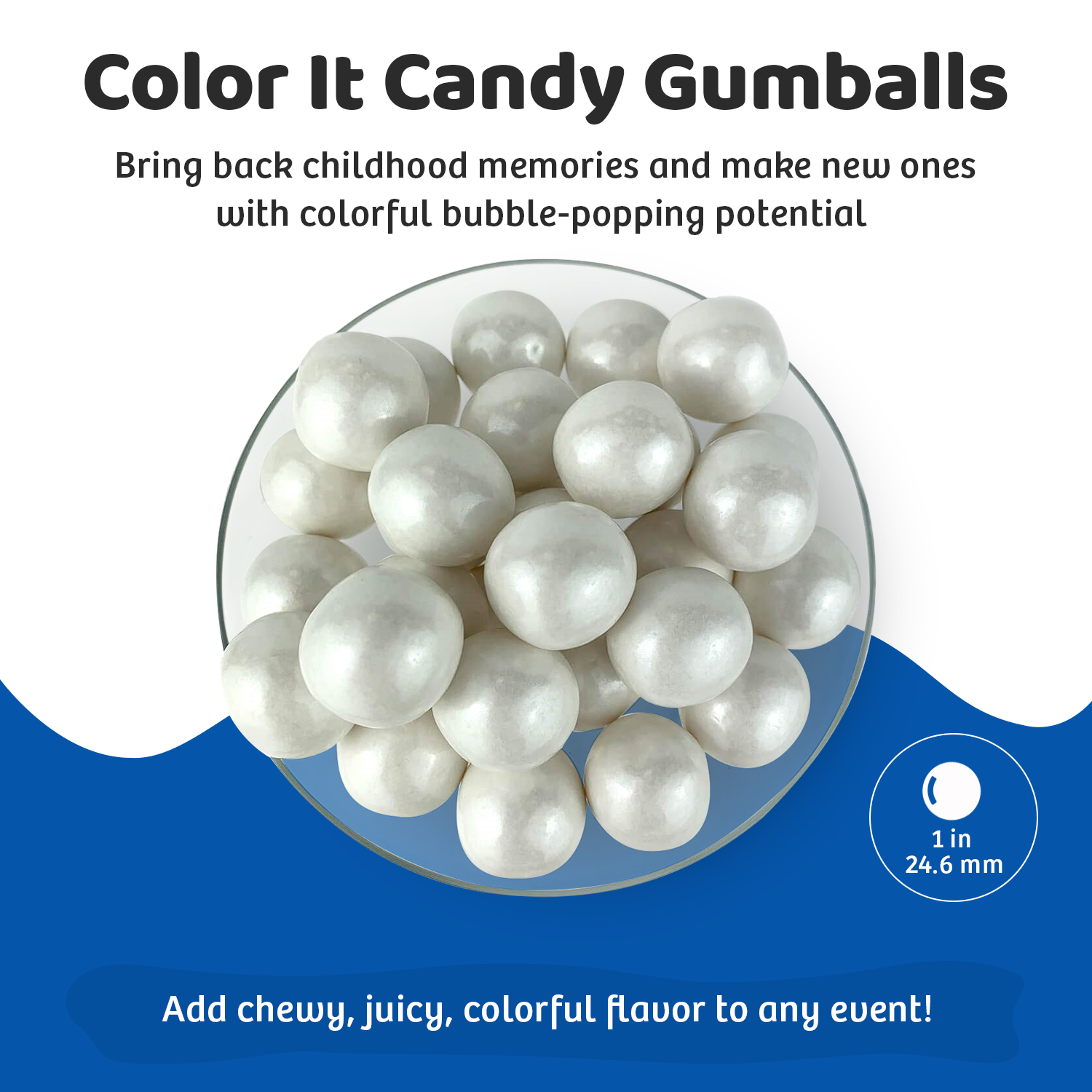 Color It Candy Shimmer White Decorative Candy Buffet Gumballs, 8 oz